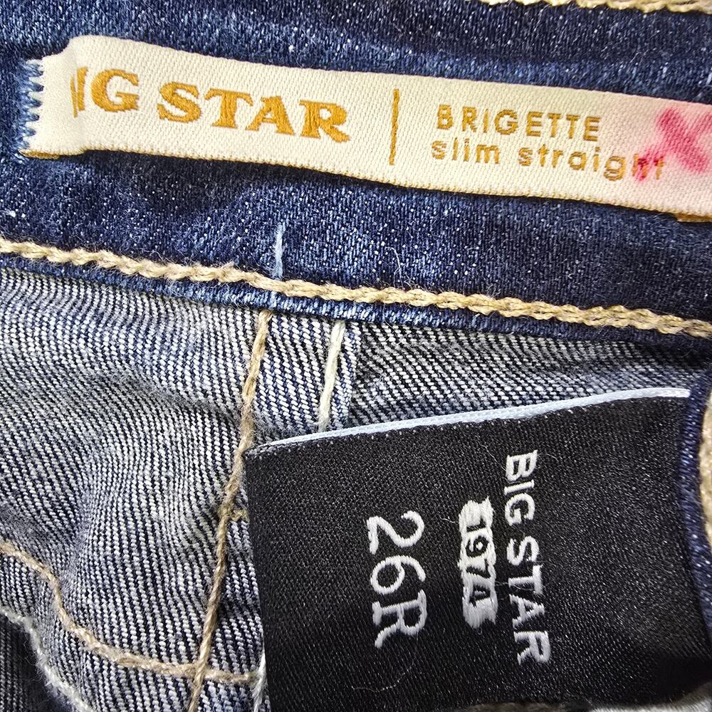 Big Star Brigette Slim Straight Jeans Womens 26R Blue Medium Wash Stretch - Picture 3 of 9